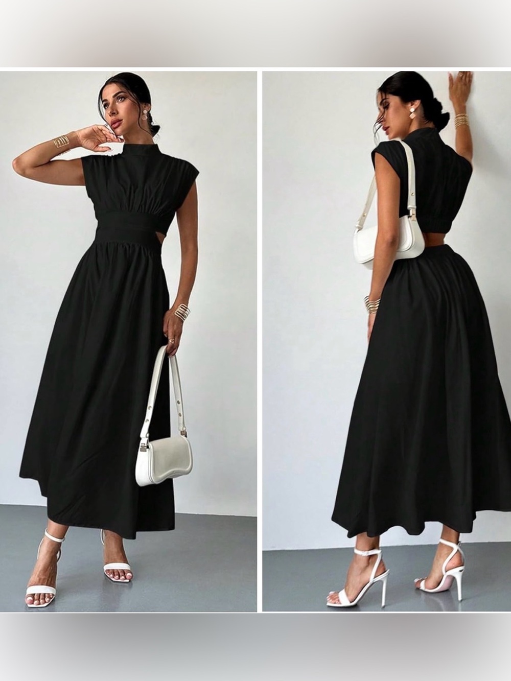 NWT COMMENSE Mock Neck Cut Out Long Maxi Dress XL
